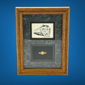 Santa Fe Wall Art With Lapel Pin Engine 301 Framed Hand Made in Colorado